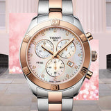 Buy Shop Tissot PR 100 Sport Chic Chronograph Diamonds Mother of Pearl Dial Two Tone Steel Strap Watch for Women - T101.917.22.116.00 USA Online