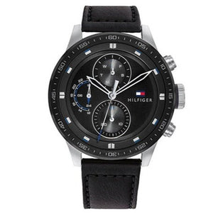 Buy Shop Tommy Hilfiger Trent Chronograph Quartz Black Dial Black Leather Strap Watch For Men - 1791810 USA Online