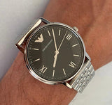 Buy Shop Emporio Armani Kappa Black Dial Silver Steel Strap Watch For Men - AR11152 USA Online