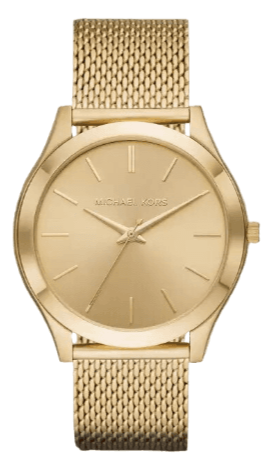 Buy Shop Michael Kors Slim Runway Quartz Gold Dial Gold Mesh Bracelet Watch For Women - MK8625 USA Online