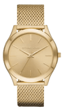 Buy Shop Michael Kors Slim Runway Quartz Gold Dial Gold Mesh Bracelet Watch For Women - MK8625 USA Online