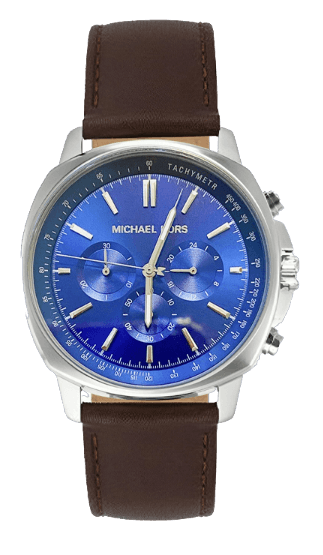 Buy Shop Michael Kors Sullivan Quartz Blue Dial Brown Leather Strap Watch For Men - MK8996 USA Online
