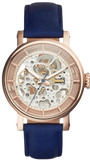 Buy Shop Fossil Original Boyfriend Skeleton White Dial Blue Leather Strap Watch for Women - ME3086 USA Online