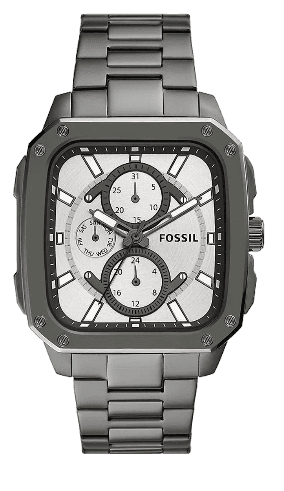 Buy Shop Fossil Inscription Multifunction Silver Dial Grey Steel Strap Watch for Men - BQ2657 USA Online