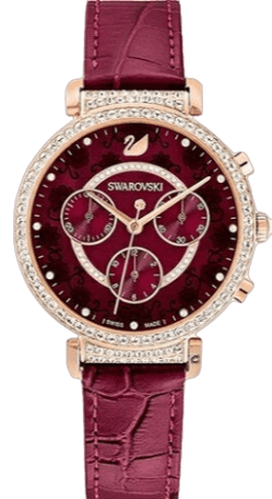 Buy Shop Swarovski Spring Flower Chronograph Red Dial Red Leather Strap Watch for Women - 5598689 USA Online
