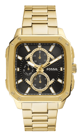 Buy Shop Fossil Inscription Multifunction Black Dial Gold Steel Strap Watch for Men - BQ2656 USA Online