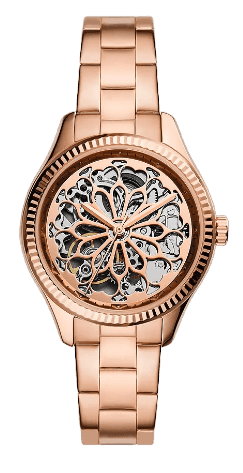 Buy Shop Fossil Rye Automatic Skeleton Rose Gold Dial Rose Gold Steel Strap Watch for Women - BQ3754 USA Online