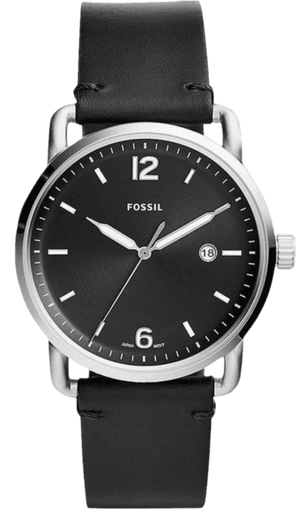 Buy Shop Fossil The Commuter Black Dial Black Leather Strap Watch for Men - FS5406 USA Online