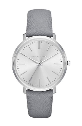 Buy Shop Michael Kors Jaryn Quartz Silver Dial Grey Leather Strap Watch For Women - MK2470 USA Online