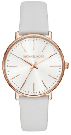 Buy Shop Michael Kors Pyper Quartz White Dial White Leather Strap Watch For Women - MK2800 USA Online