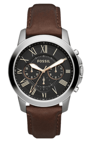 Buy Shop Fossil Grant Chronograph Black Dial Brown Leather Strap Watch for Men - FS4813 USA Online