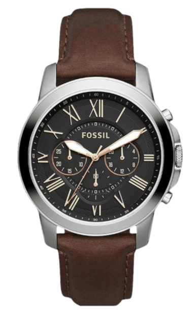 Buy Shop Fossil Grant Chronograph Black Dial Brown Leather Strap Watch for Men - FS4813 USA Online