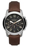 Buy Shop Fossil Grant Chronograph Black Dial Brown Leather Strap Watch for Men - FS4813 USA Online