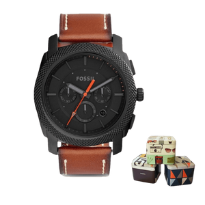 Buy Shop Fossil Machine Chronograph Black Dial Brown Leather Strap Watch for Men - FS5234 USA Online