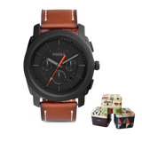 Buy Shop Fossil Machine Chronograph Black Dial Brown Leather Strap Watch for Men - FS5234 USA Online