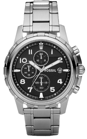 Buy Shop Fossil Dean Chronograph Black Dial Silver Steel Strap Watch for Men - FS4542 USA Online