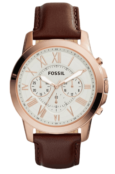 Buy Shop Fossil Grant Chronograph White Dial Brown Leather Strap Watch for Men - FS4991 USA Online