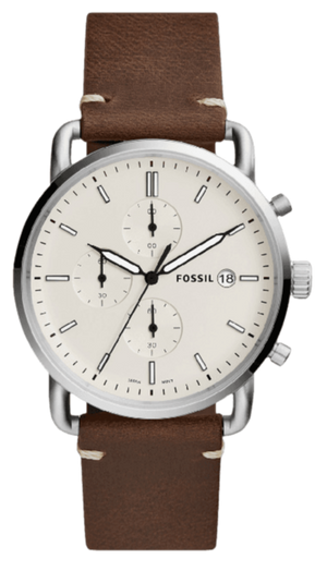 Buy Shop Fossil The Commuter White Dial Brown Leather Strap Watch for Men - FS5402 USA Online