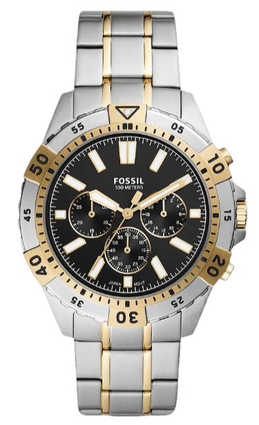 Buy Shop Fossil Garrett Analog Black Dial Two Tone Steel Strap Watch for Men - FS5771 USA Online