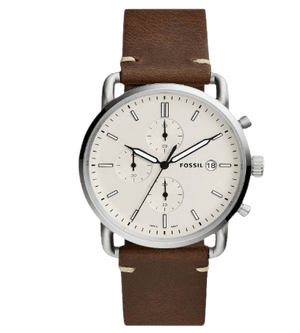 Buy Shop Fossil The Commuter White Dial Brown Leather Strap Watch for Men - FS5402 USA Online