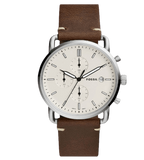 Buy Shop Fossil The Commuter White Dial Brown Leather Strap Watch for Men - FS5402 USA Online
