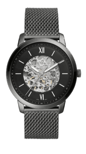 Buy Shop Fossil Neutra Automatic Skeleton Black Dial Grey Mesh Strap Watch for Men - ME3185 USA Online