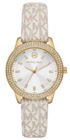 Buy Shop Michael Kors Tibby Analog Silver Dial White Leather Strap Watch for Women - MK1049 USA Online