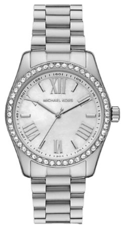Buy Shop Michael Kors Lexington Crystals Mother of Pearl White Dial Silver Steel Strap Watch for Women - MK1087 USA Online