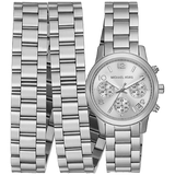 Buy Shop Michael Kors Runway 18K Rhodium Plated Triple Wrap Silver Dial Silver Steel Strap Watch for Women - MK7451 USA Online