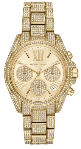 Buy Shop Michael Kors Mini Bradshaw Crystals Gold Dial Gold Steel Strap Watch For Women - MK6494 USA Online