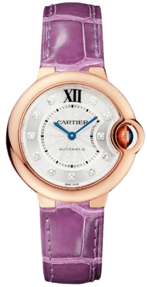 Buy Shop Cartier Ballon Bleu Diamonds White Dial Pink Leather Strap Watch for Women - WE902050 USA Online