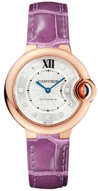 Buy Shop Cartier Ballon Bleu Diamonds White Dial Pink Leather Strap Watch for Women - WE902050 USA Online