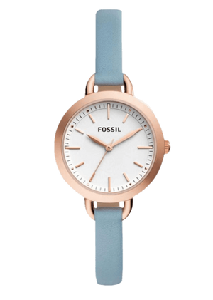 Buy Shop Fossil Classic White Dial Blue Leather Strap Watch for Women - BQ3327 USA Online