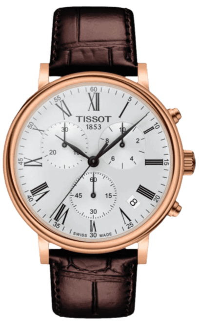 Buy Shop Tissot Carson Premium Chronograph Silver Dial Brown Leather Strap Watch For Men - T122.417.36.033.00 USA Online