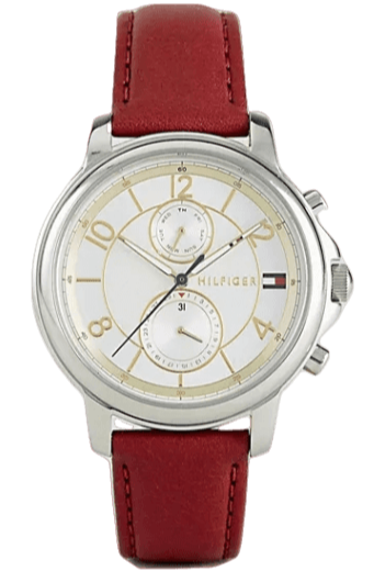 Buy Shop Tommy Hilfiger Claudia White Dial Red Leather Strap Watch for Women - 1781816 USA Online