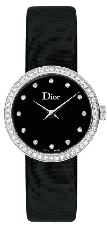 Buy Shop Dior La D De Dior Diamonds Black and Blue Dial Black Leather Strap Watch for Women - CD047111A004 0000 USA Online