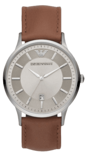 Buy Shop Emporio Armani Renato Quartz Silver Dial Brown Leather Strap Watch For Men - AR11185 USA Online