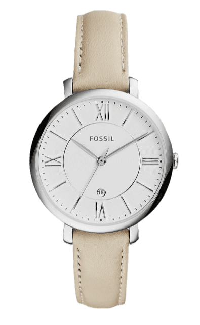 Buy Shop Fossil Jacqueline White Dial Beige Leather Strap Watch for Women - ES3793 USA Online