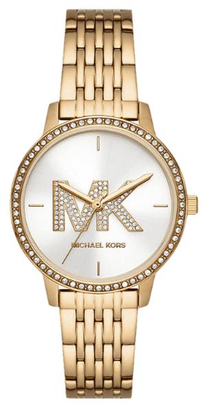 Buy Shop Michael Kors Three Hand Silver Dial Gold Steel Strap Watch for Women - MK1051 USA Online