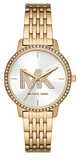 Buy Shop Michael Kors Three Hand Silver Dial Gold Steel Strap Watch for Women - MK1051 USA Online