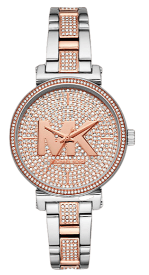 Buy Shop Michael Kors Sofie Crystals Glitz Rose Gold Dial Two Tone Steel Strap Watch For Women - MK4446 USA Online