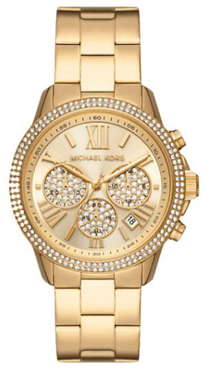 Buy Shop Michael Kors Bryn Pavé Quartz Gold Dial Gold Steel Strap Watch For Women - MK7199 USA Online