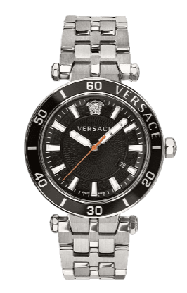 Buy Shop Versace Greca Sport Quartz Black Dial Silver Steel Strap Watch For Men - VEZ300321 USA Online