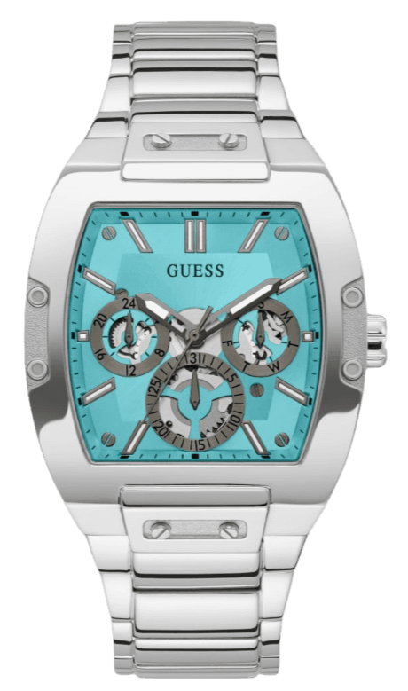 Buy Shop Guess Phoenix Multi Function Aqua Blue Dial Silver Steel Strap Watch for Men - GW0456G4 USA Online