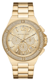 Michael Kors Lennox Chronograph Gold Dial Gold Steel Strap Watch For Men - MK8989