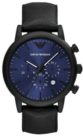 Buy Shop Emporio Armani Luigi Analog Blue Dial Black Leather Strap Watch For Men - AR11351 USA Online