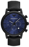 Buy Shop Emporio Armani Luigi Analog Blue Dial Black Leather Strap Watch For Men - AR11351 USA Online