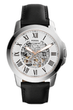 Buy Shop Fossil Grant Automatic Skeleton White Dial Black Leather Strap Watch for Men - ME3101 USA Online