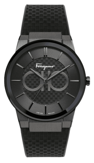 Buy Shop Salvatore Ferragamo Sapphire Black Dial Black Rubber Strap Watch for Men - SFHP00320 USA Online