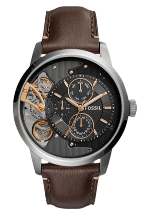 Buy Shop Fossil Townsman Automatic Black Dial Brown Leather Strap Watch for Men - ME1163 USA Online